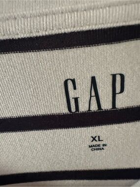 GAP White Long Sleeve Tee with Black Stripes